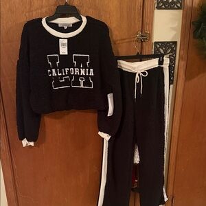 Madden Girl Black and White Cozy Pajama Set